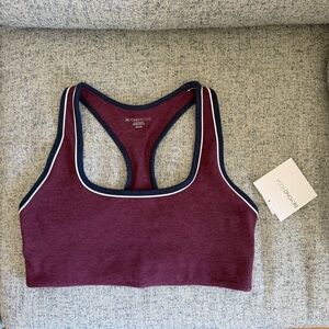 Beyond Yoga Burgundy Racerback Sports Bra with Contrast Trim